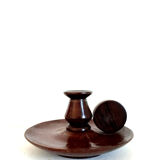 Scandinavian teak hand candle holder