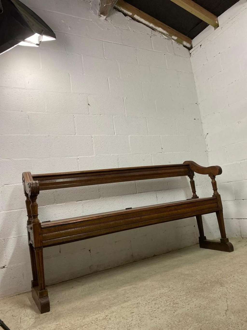 Antique wooden bench with pinned construction