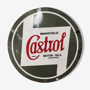 Old castrol enamelled plate