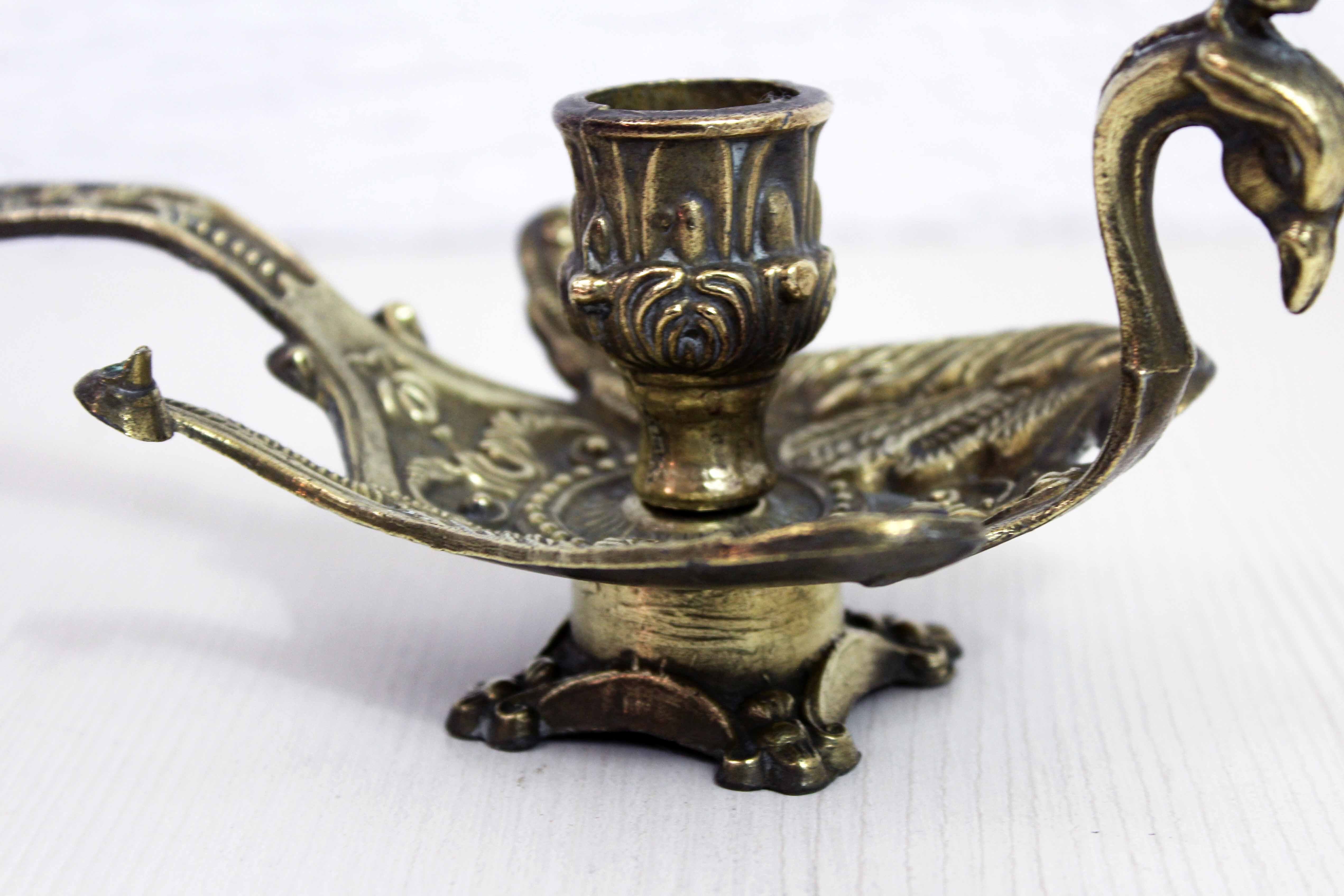 Art Nouveau "bird" candlestick in brass or bronze