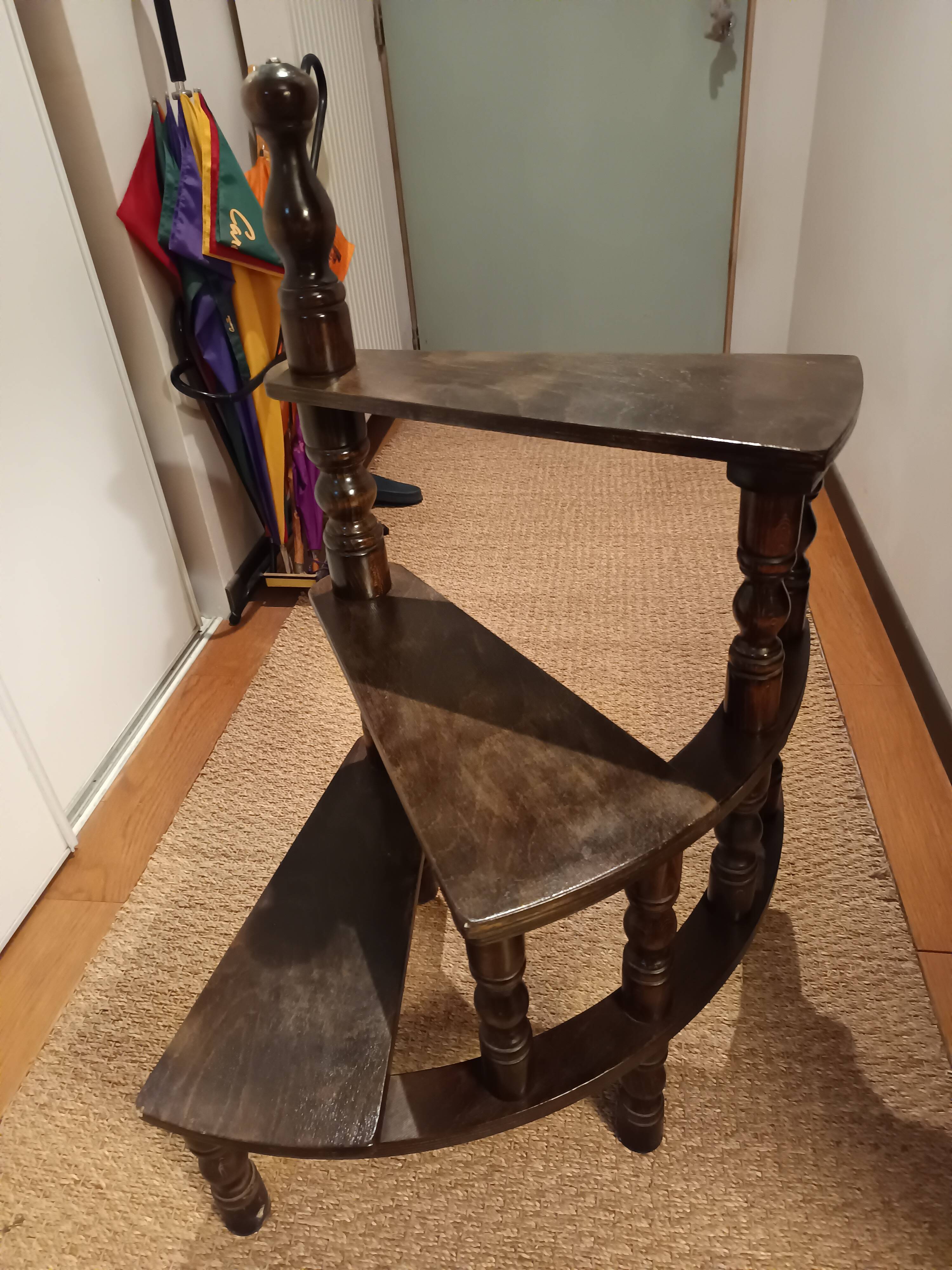 old turned wooden library staircase