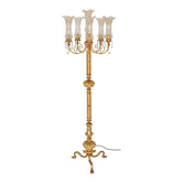 Bronze and gilded brass floor lamp with six lights