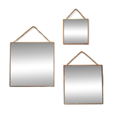 Square mirrors in gold metal