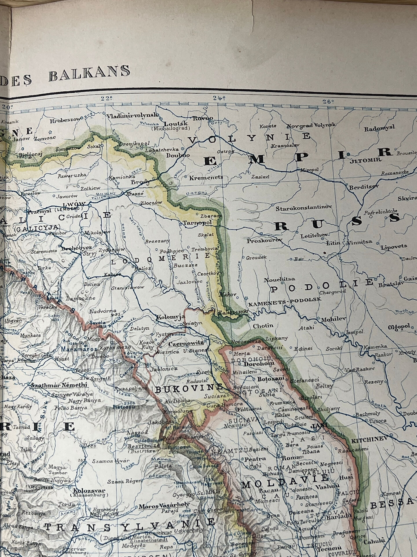 Carte ancienne Péninsule des Balkans 69x54cm