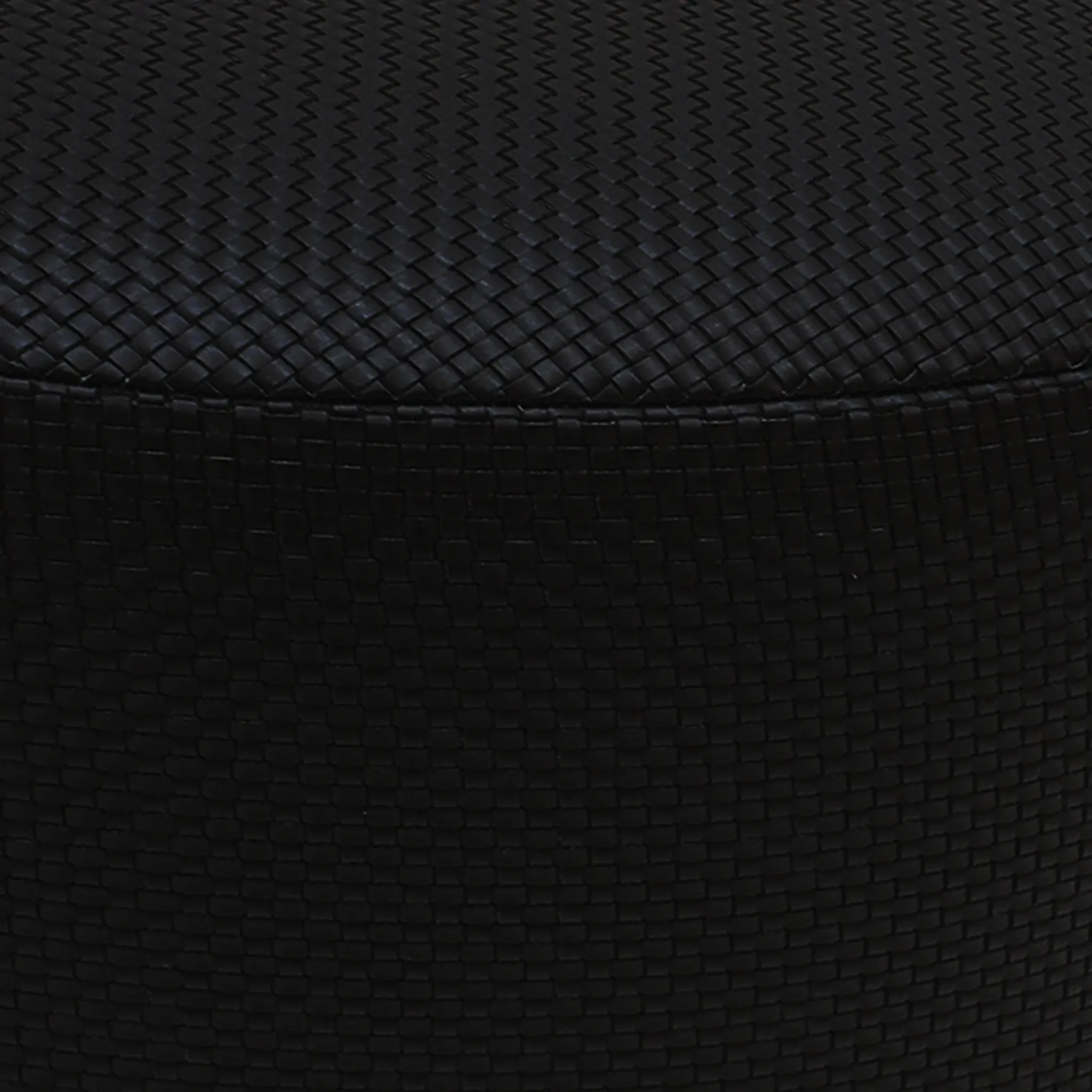 Contemporary Upholstered In Black Braided Lambskin Circular Pouff