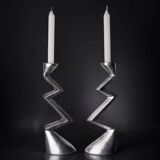 Pair of zigzag candlesticks, England, 1980