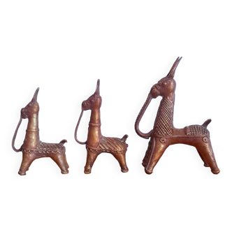 Chevaux dhokra en bronze 70s
