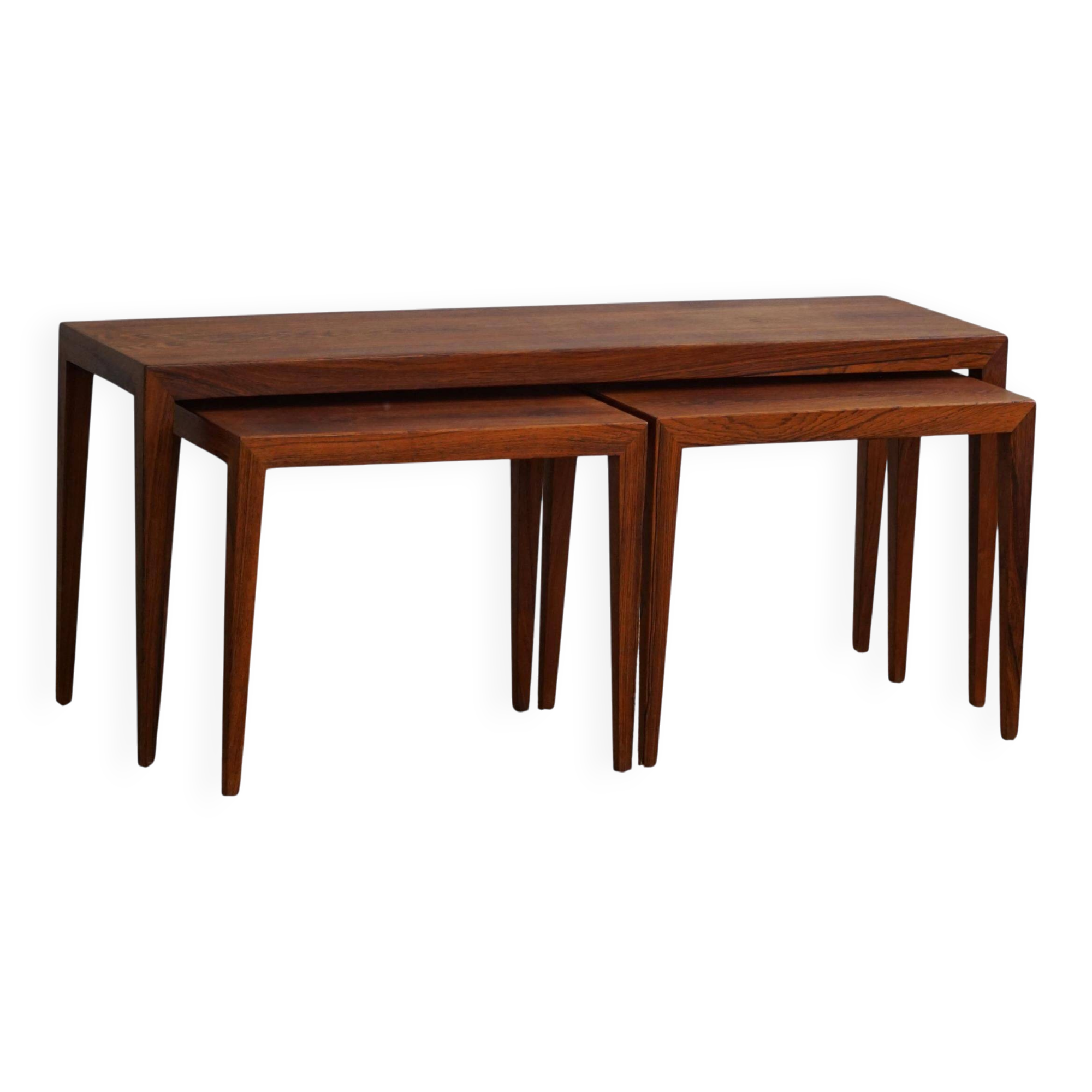 Set of 3 nesting tables in Brazilian rosewood by Severin Hansen.