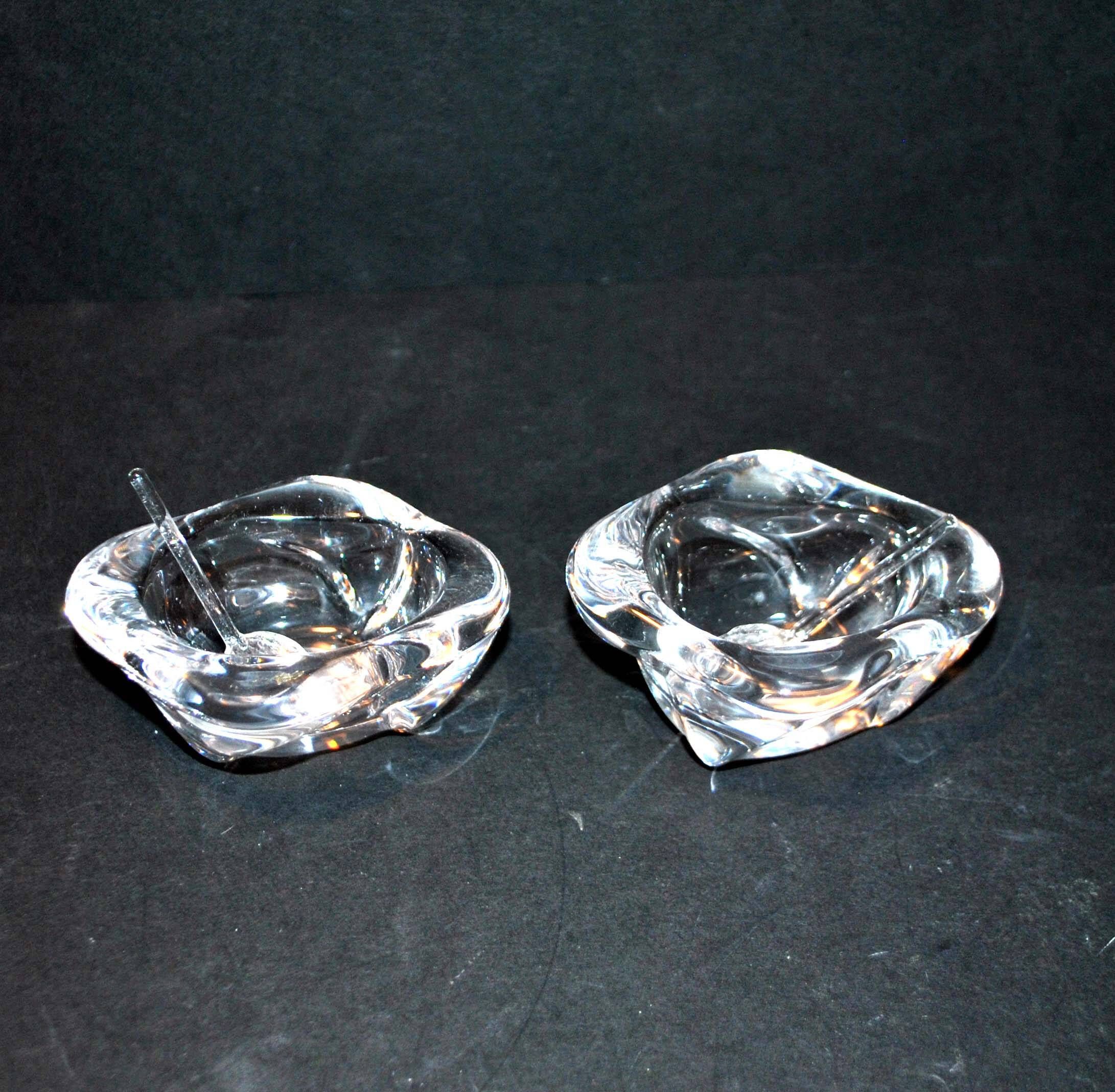 Vintage BAYEL crystal salt shakers - Salerons Modernist Design free form 1960