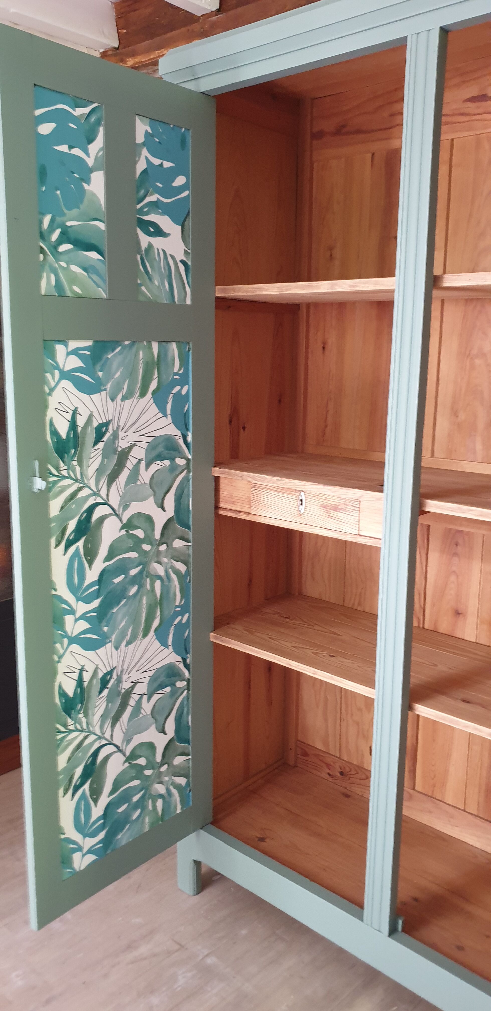 Green Parisian wardrobe of solid wood grey