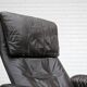 Chaise longue réglable, cuir marron années 1970, design suédois par göte möbler