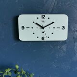 Vintage formica clock rectangular silent wall clock "Odo blue black"