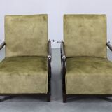 1930s rare restored adjustable Art Deco armchairs, Czechoslovakia