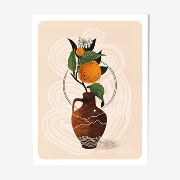 Illustration "Vase and clementines" A4