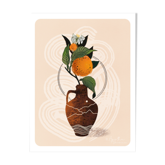 Illustration "Vase and clementines" A4