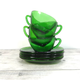 Set of 4 cups and saucers in Vereco green glass