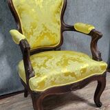 Fauteuil style Louis XV en acajou vers 1850