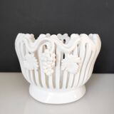 Openwork earthenware fruit bowl with grape decoration