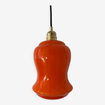 Vintage electrified orange suspension lamp with new