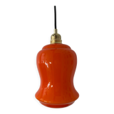Vintage electrified orange suspension lamp with new