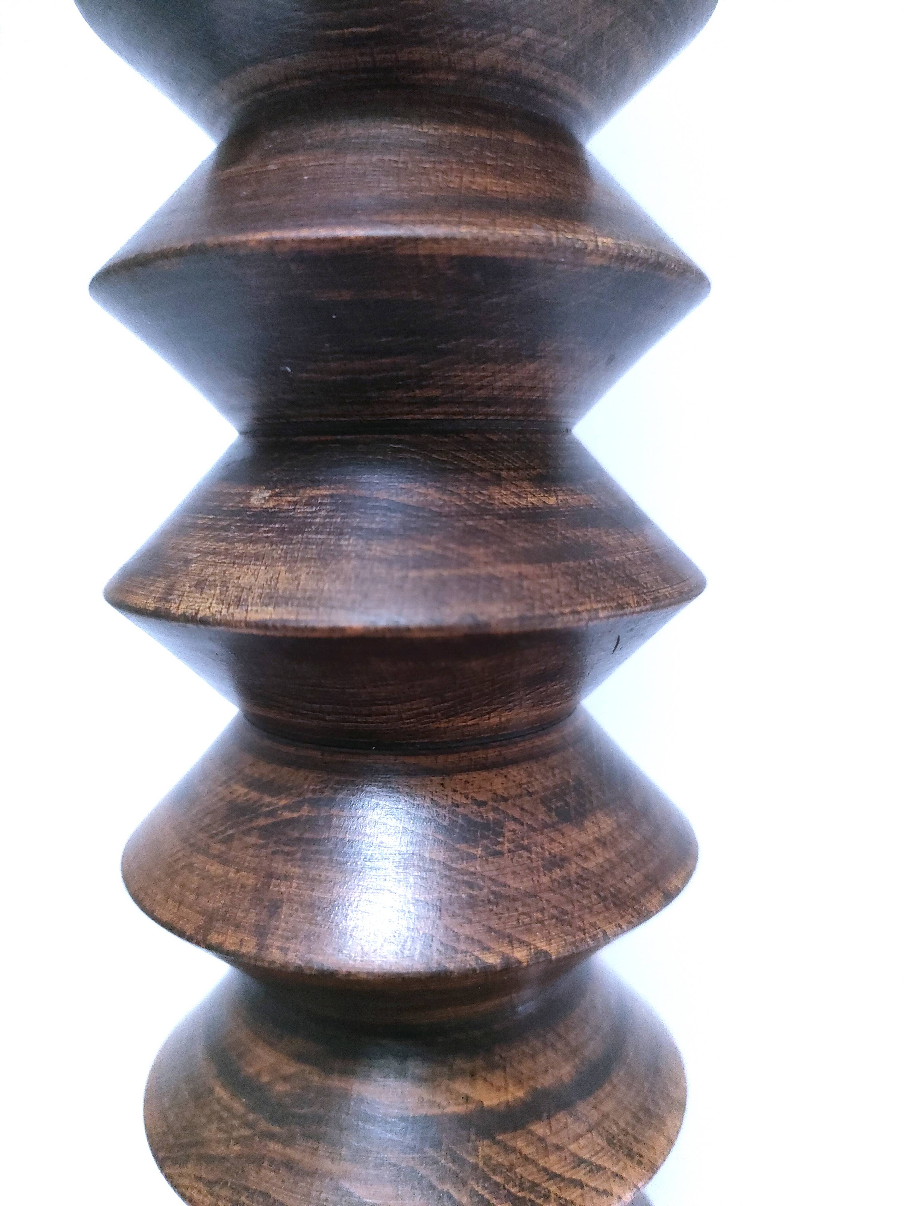 XL turned wooden lamp base H.47 cm 1950s design