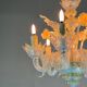 Petit Lustre Vénitien En Verre De Murano Bleu Opalescent Et Doré, 6 Bras De Lumière Vers 1950