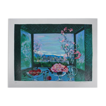 Michel Henry: Still life overlooking the city, original signed silkscreen print