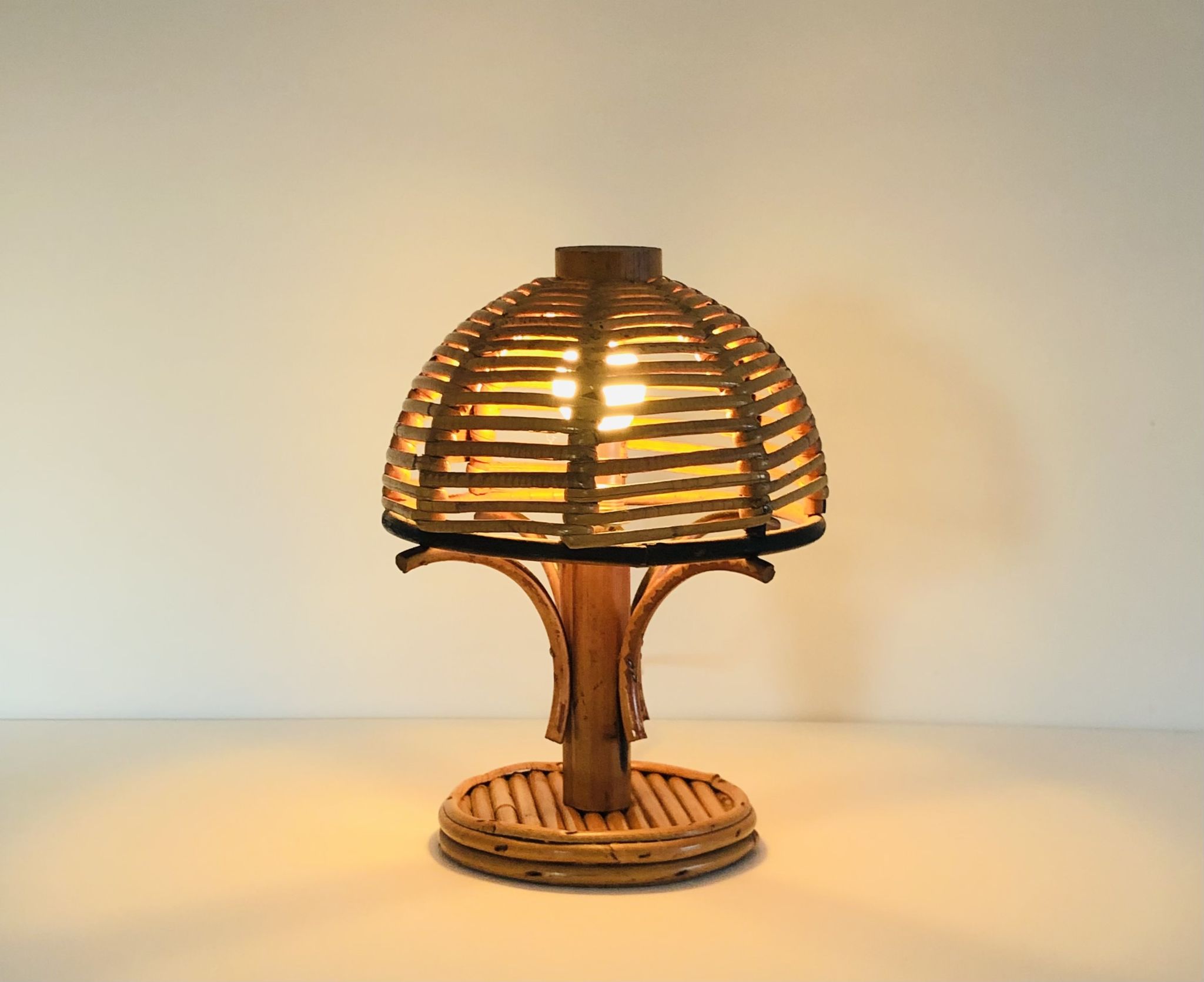 Rattan table lamp, Italy 60s