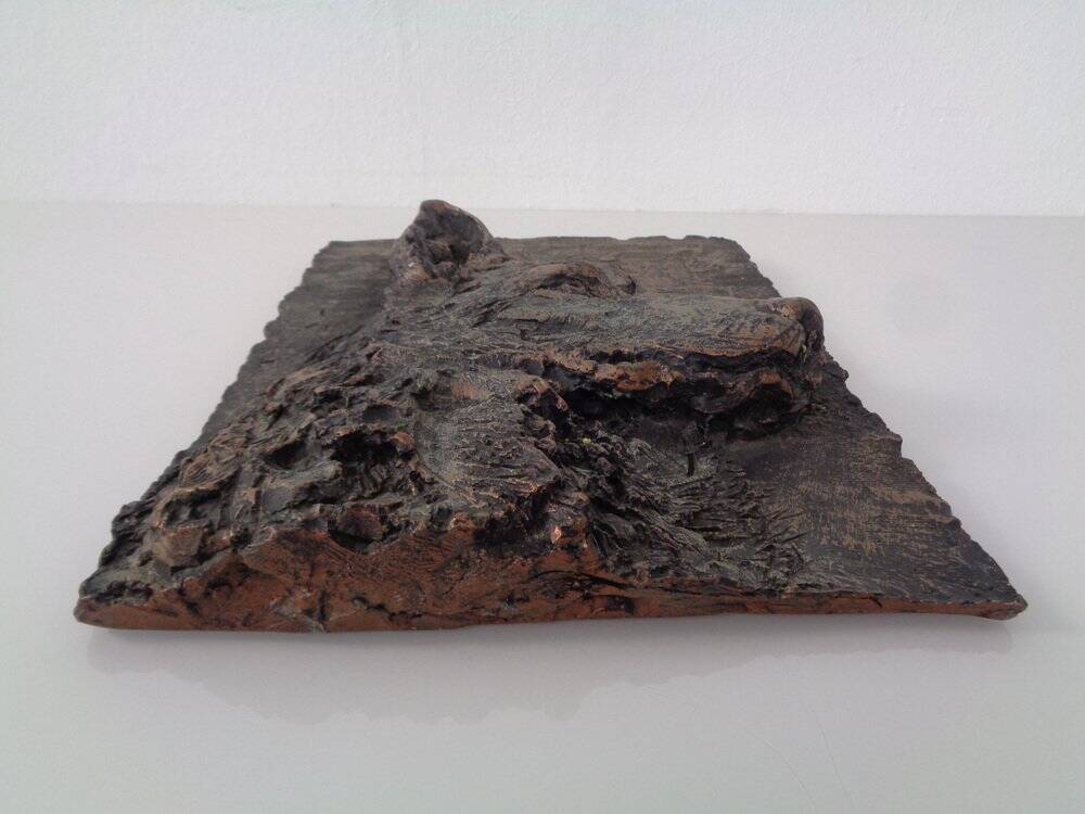 Large copper-coloured German Shepherd relief, 1960s