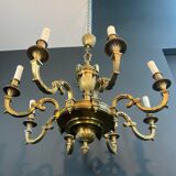 Important Louis XVI style chiseled bronze chandelier with 8 light arms by Lucien Gau