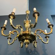 Important bronze chiseled chandelier in Louis XVI style with 8 light arms by Lucien Gau.