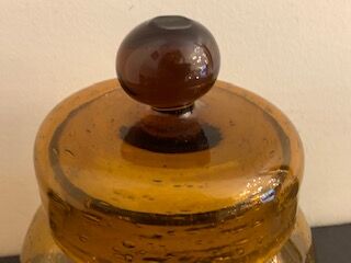 Jam maker or candy maker in amber yellow glass signed Biot