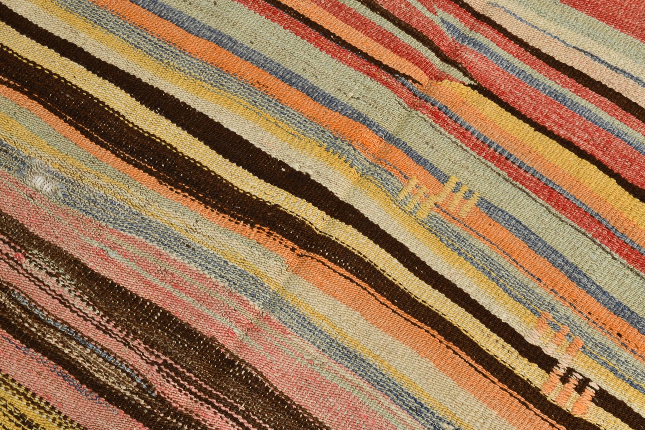 Tapis Kilim rayé rose et orange