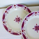 4 flat ironstone plates from Moulin des Loups and Hamage, Madeleine model