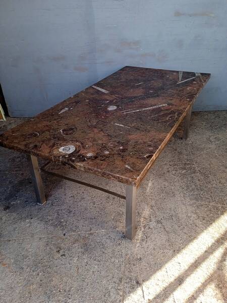 Fossil marble design coffee table 124cm