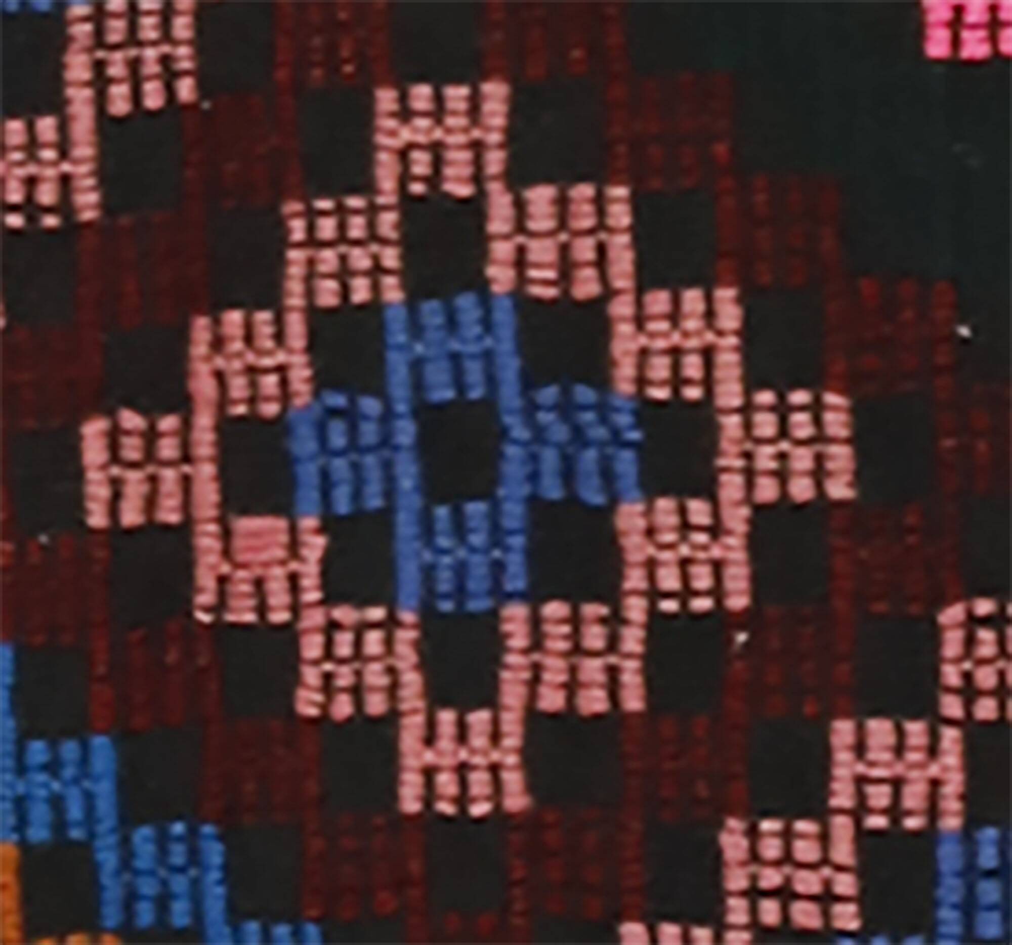 Large vintage Turkish kilim, graphic blue and pink, 282 x 203 cm.