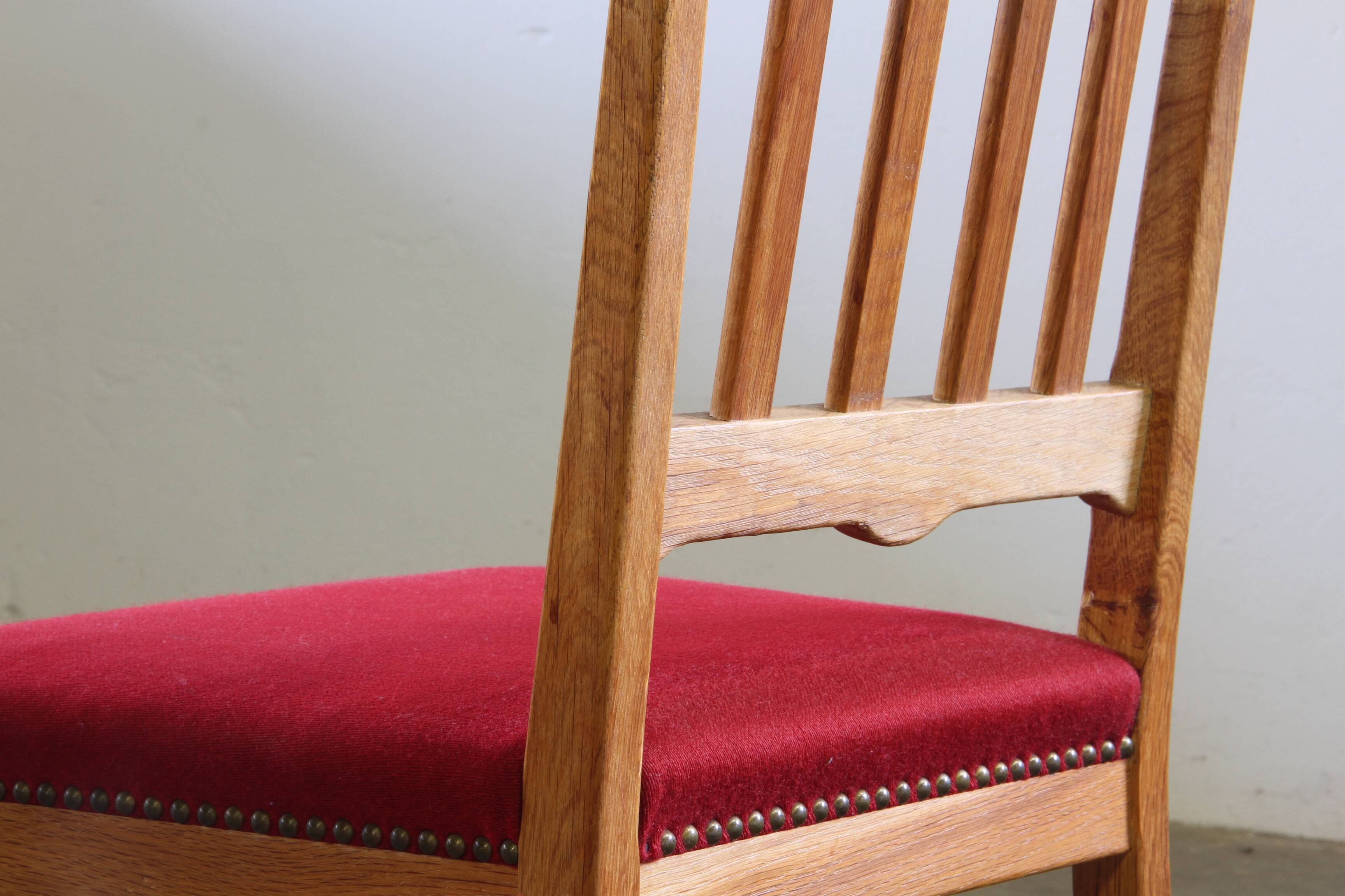 Vintage 1940s/50s Solid Oak Danish Farmhouse Chairs, Baroque style set of 4