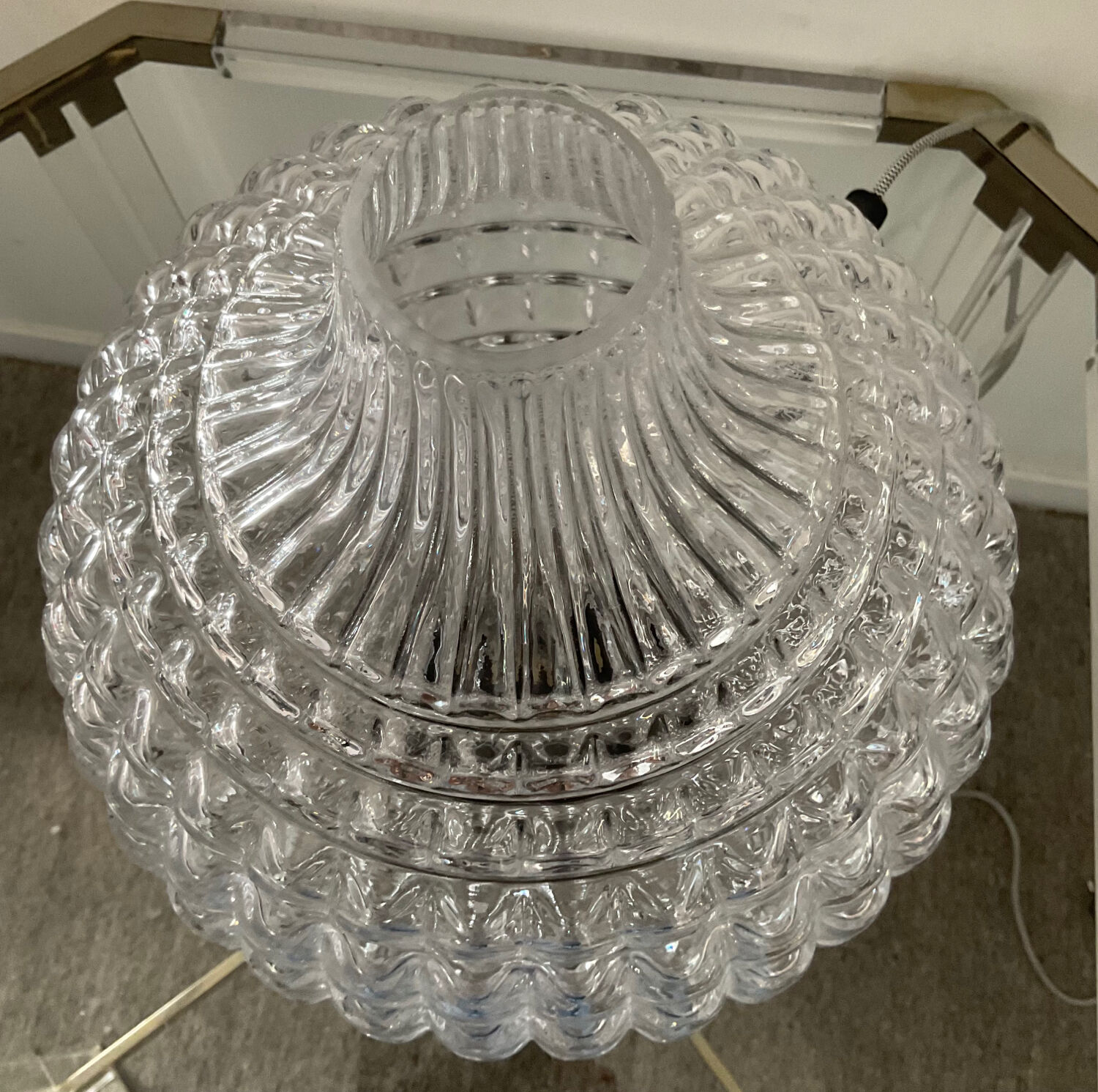 Vintage lamp from the 70s in molded glass