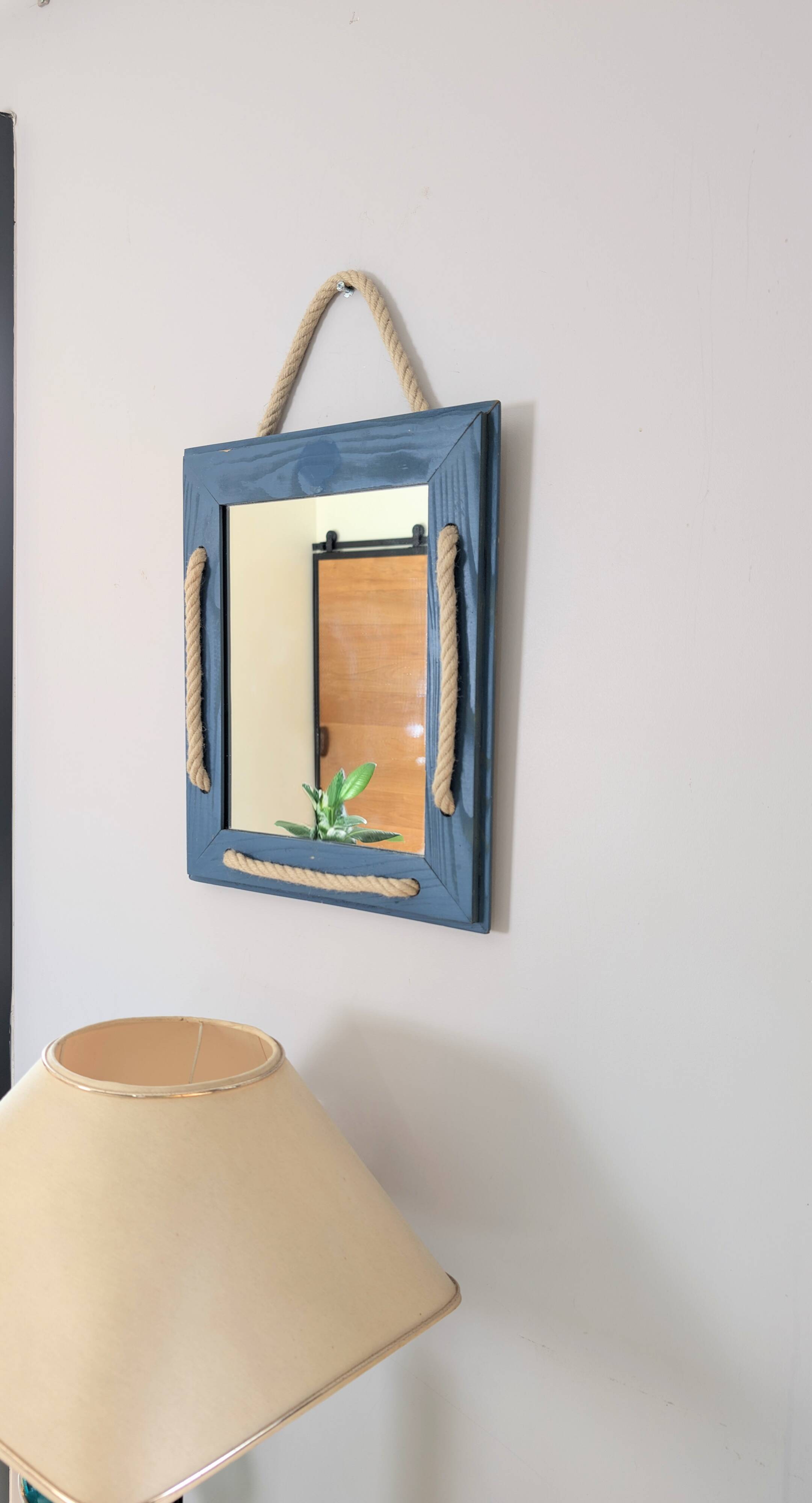 Miroir décoratif artisanal – esprit nautique 41 x 34 cm