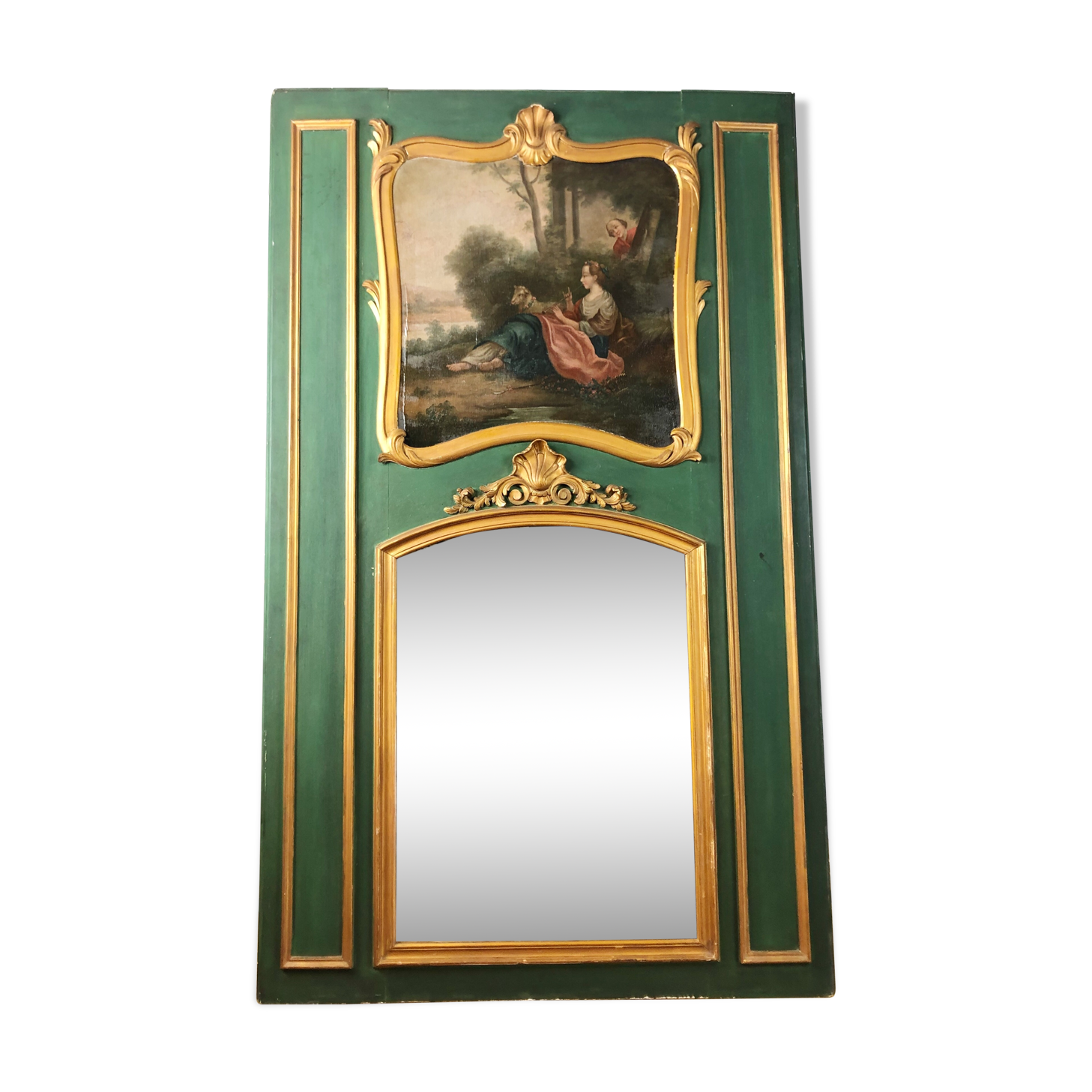 19th century carved wooden trumeau 110x181cm