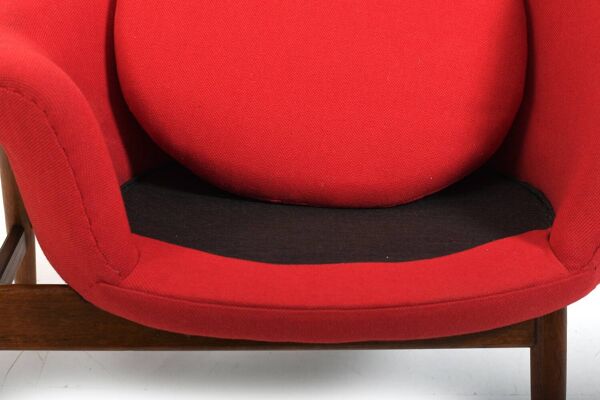 Fauteuil en teck Fried Egg par Hans Olsen 1950