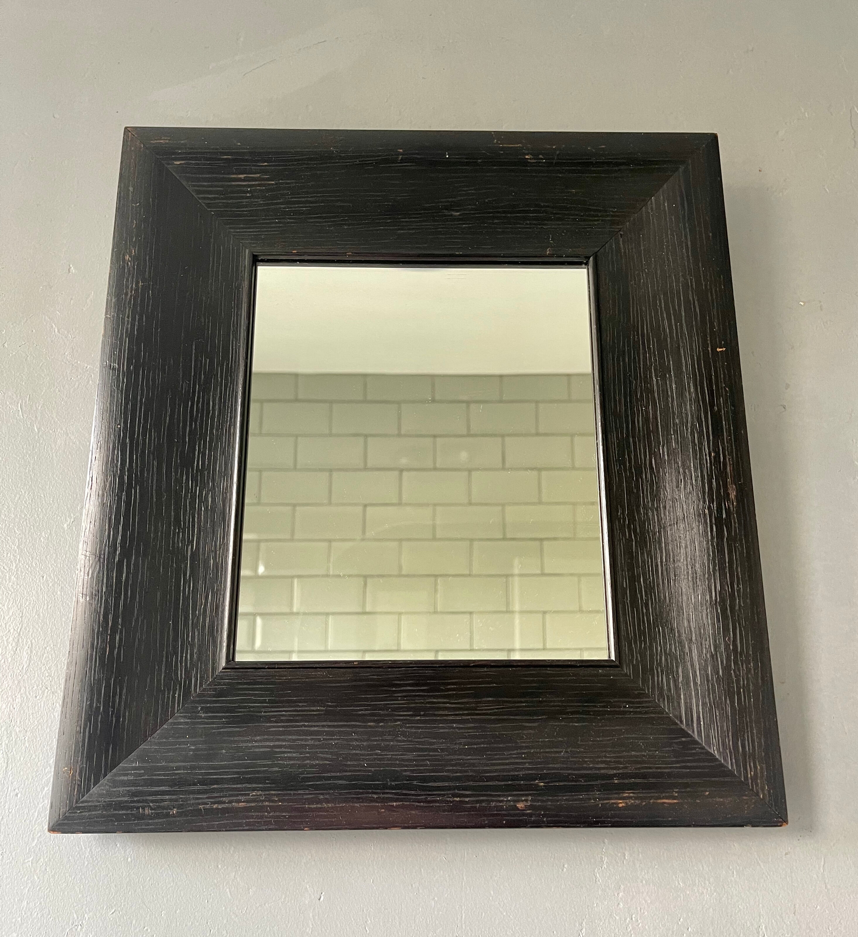 Vintage Wall Mirror Black Wooden Frame 33x36cm