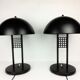 Pair of vintage table lamps, black lace-up metal 1980