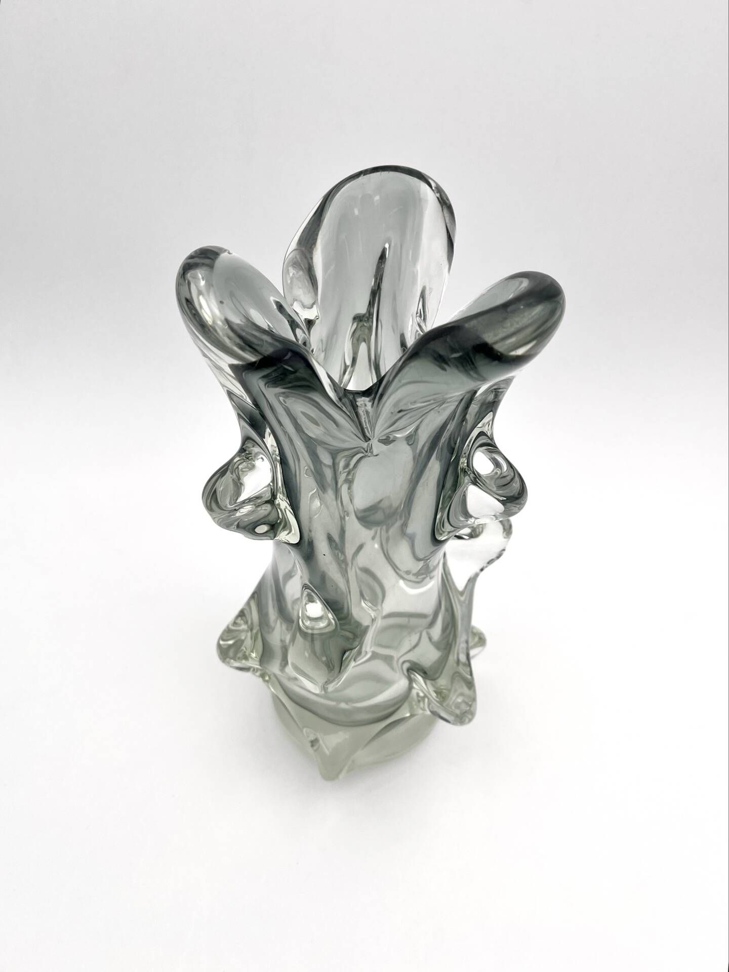Large Murano Vase Smoked Glass Sculptural 31.5cm 3.1kg