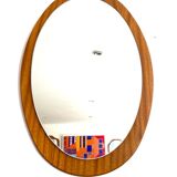 Teak oval mirror circa 1960