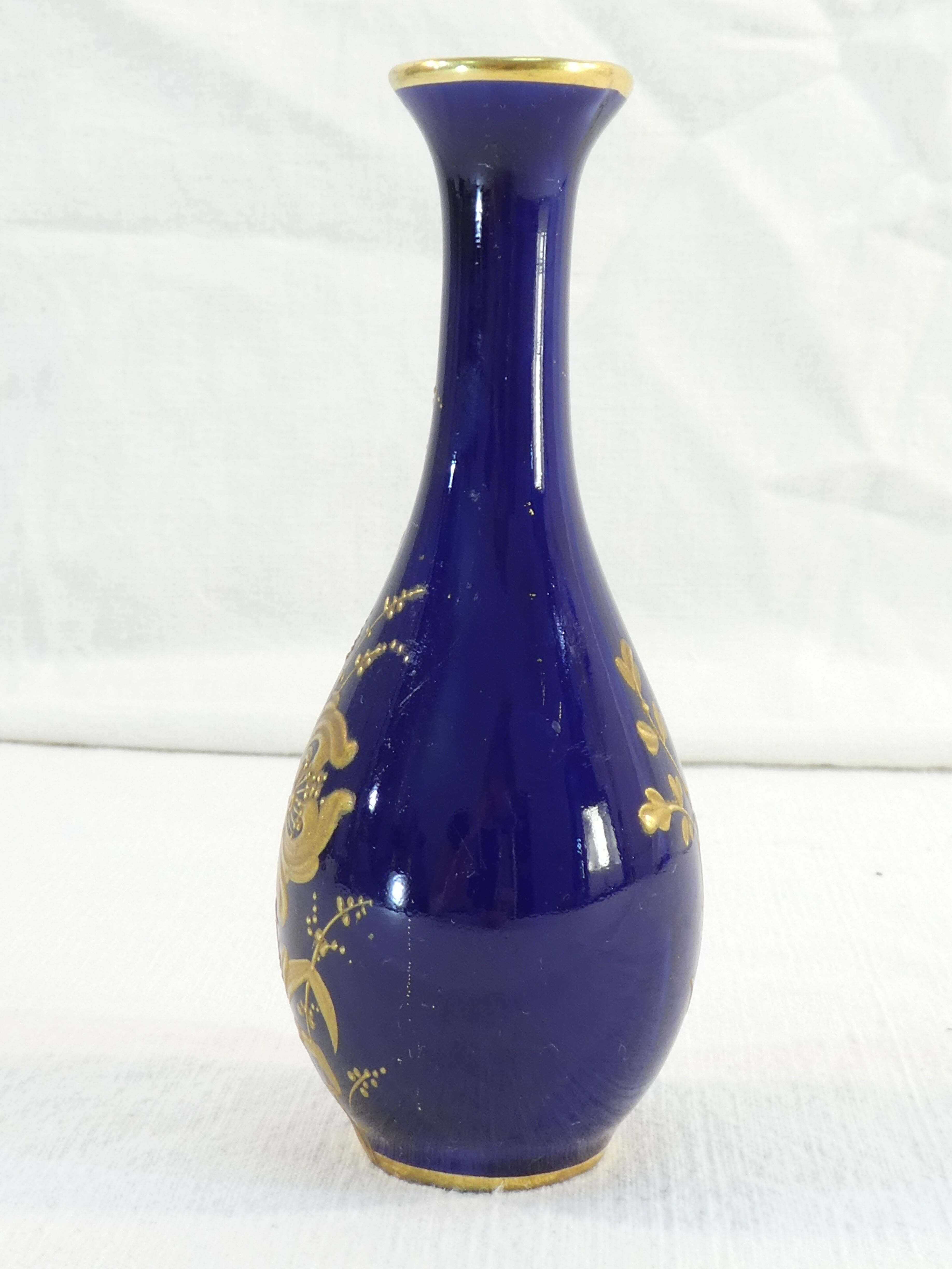 Blue porcelain oven vase of limoges