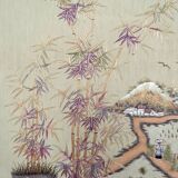 Important Set of Three Indochinese Silk Embroidered Tapestries