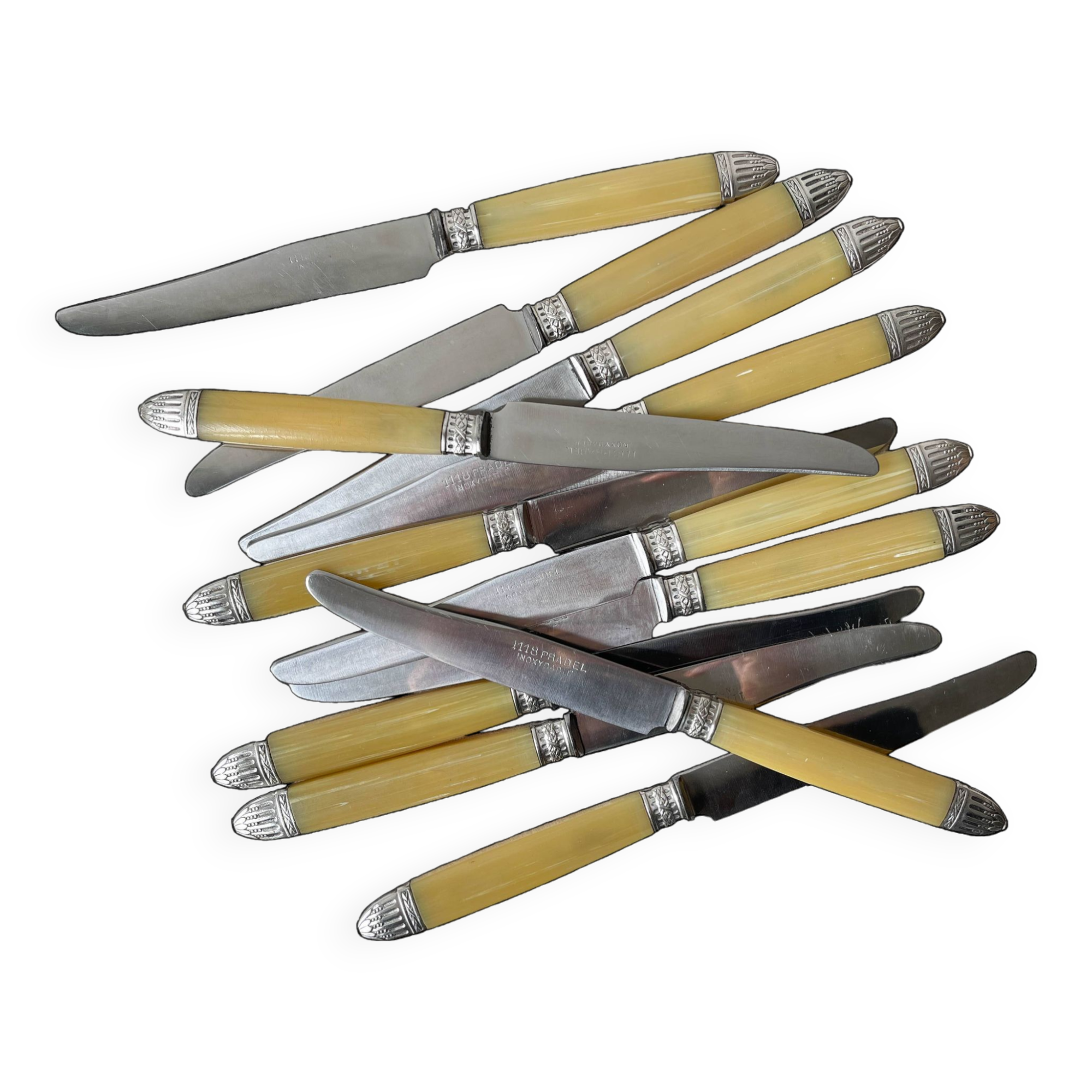 12 couteaux vintage bakélite Inox Pradel