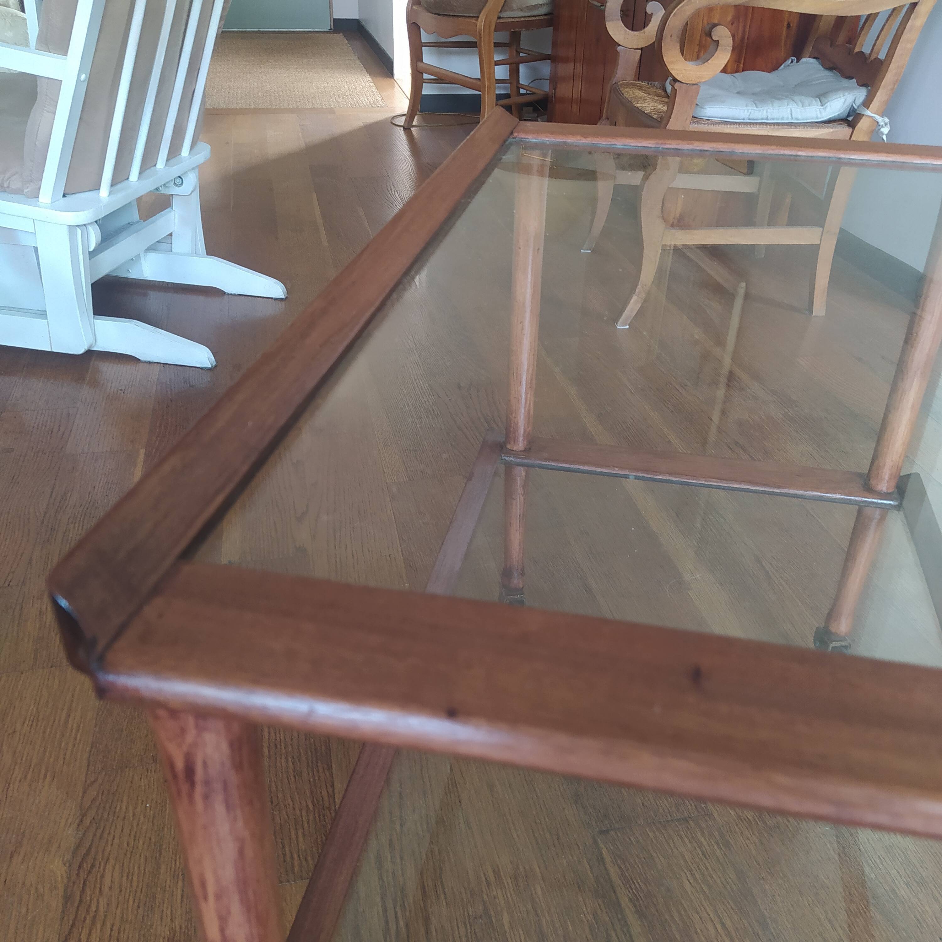 Table roulante vintage années 50 attribuée Cesare Lacca  bois et verre