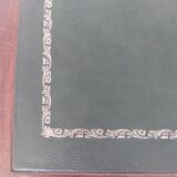 wooden desk, green leather top